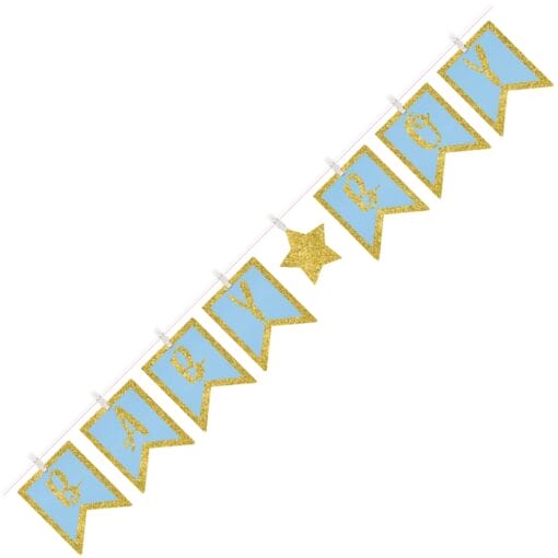 Baby Boy Blue W/Gold Accents Clothespin Letter Banner