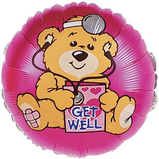 18&Quot; Rnd Get Well Dr. Bear 1S Foil Bln