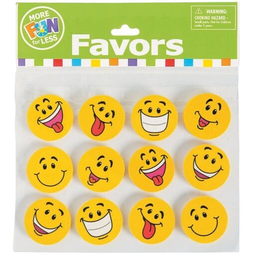 Smile Face Erasers 12Pc