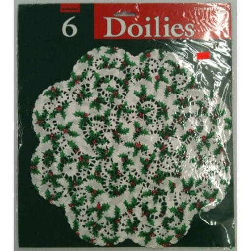 Doilies W/Holly 12&Quot; 6Ct