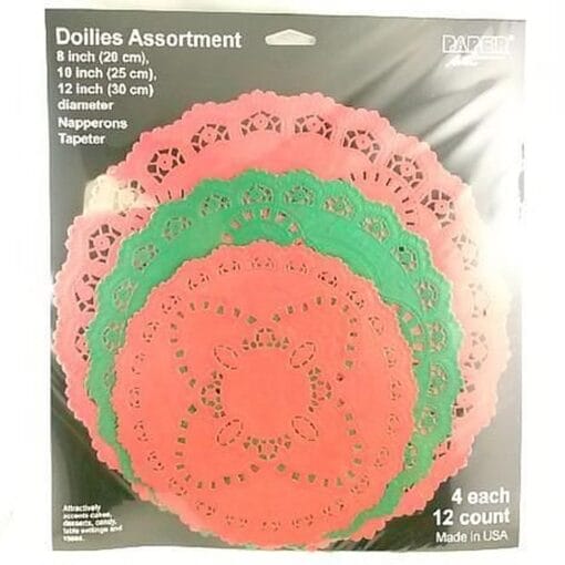 Red &Amp; Green Doily Assortment 12Ct