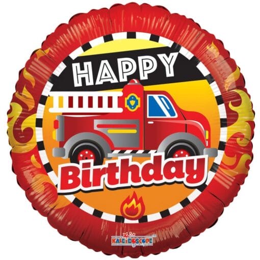 18&Quot; Rnd Fire Truck Birthday Blln