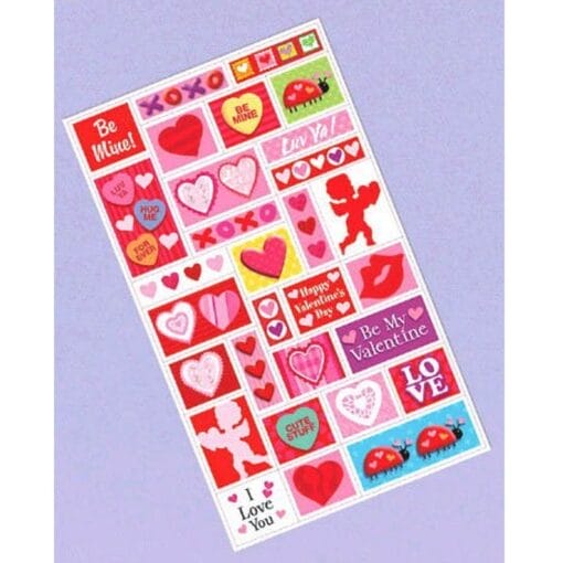 Valentine Printed Paper Sheet Stickers