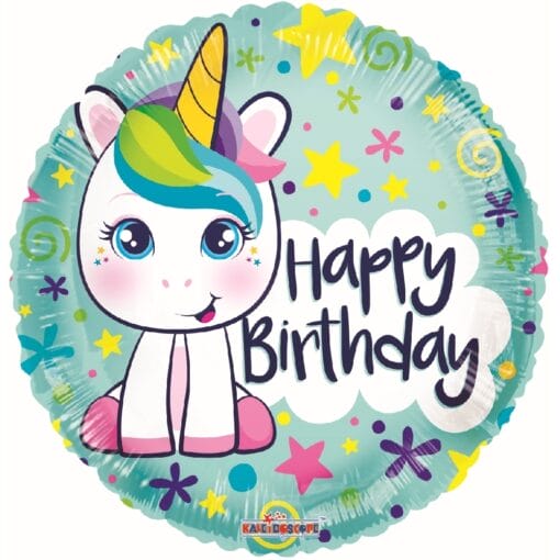 18&Quot; Rnd Bday Cute Unicorn Balloon