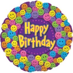 18" RND Birthday Smiley Foil Balloon
