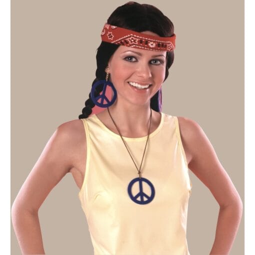 70'S Peace Pendant &Amp; Earrings