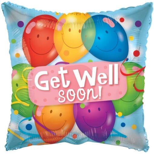 18&Quot; Sqr Get Well Soon W/Balloons