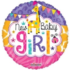 18" RND New Baby Girl Giraffe Balloon