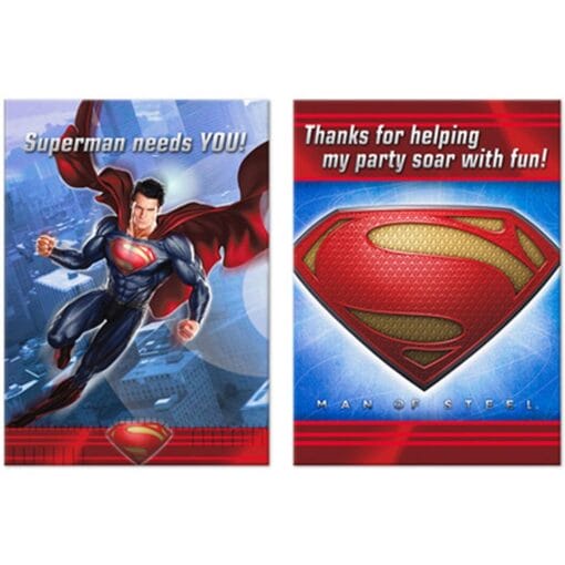 Superman Invitation W/Ty 8Ct