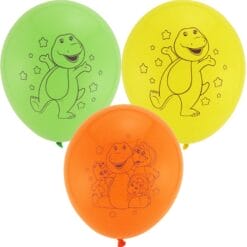 12" RND Barney Astd Balloons 6CT