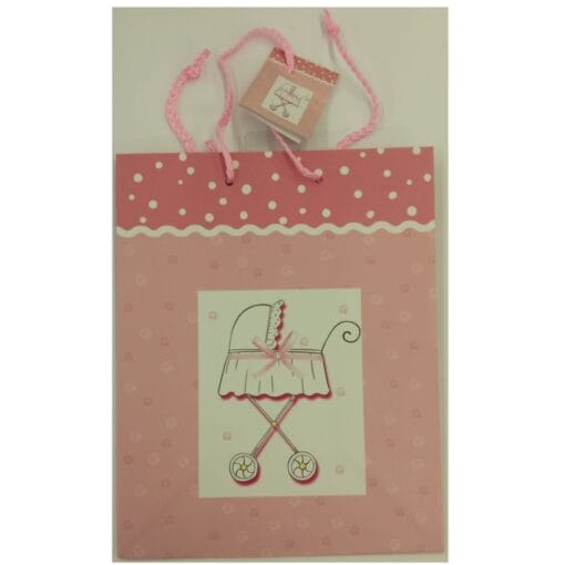 Pink Stroller Printed Gift Bag, Medium