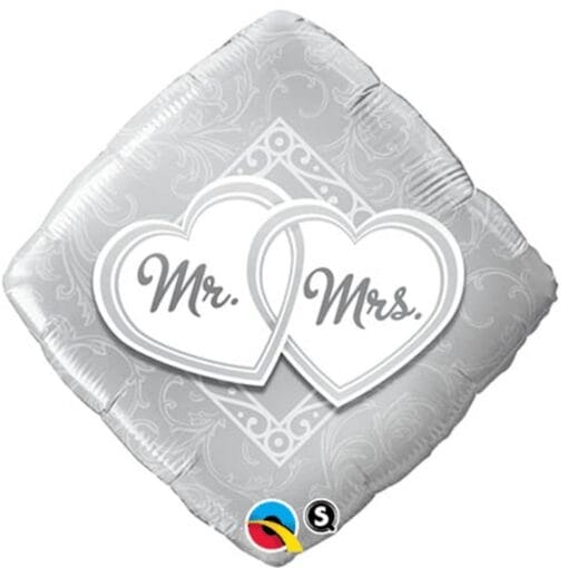 18&Quot; Dia Mr &Amp; Mrs Entwined Hearts Foil