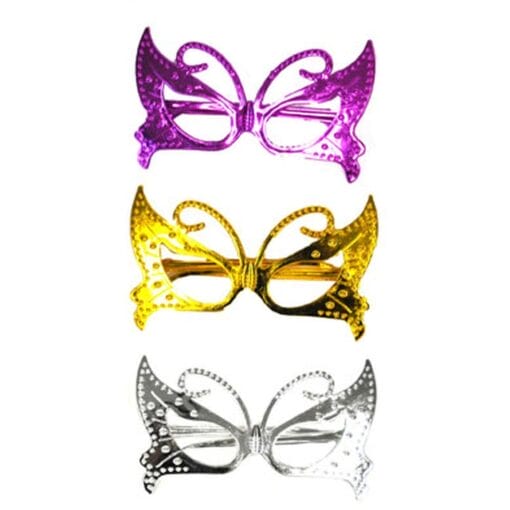 Butterfly Glasses Prpl-Slvr-Gold Astd