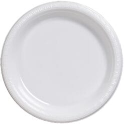 White Plate Plastic Round, 10" 20CT
