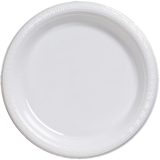 White Plate Plastic Round, 10&Quot; 20Ct