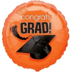 18" RND Orange Congrats Grad Foil BLN