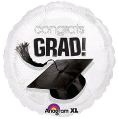 18" RND White Congrats Grad Foil BLN