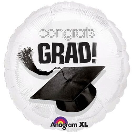 18&Quot; Rnd White Congrats Grad Foil Bln