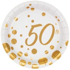 Sprkl/Shine Gold Plates 50th 7" 8CT