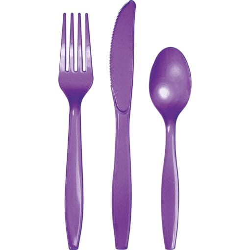Am Purple Cutlery Astd 24Ct