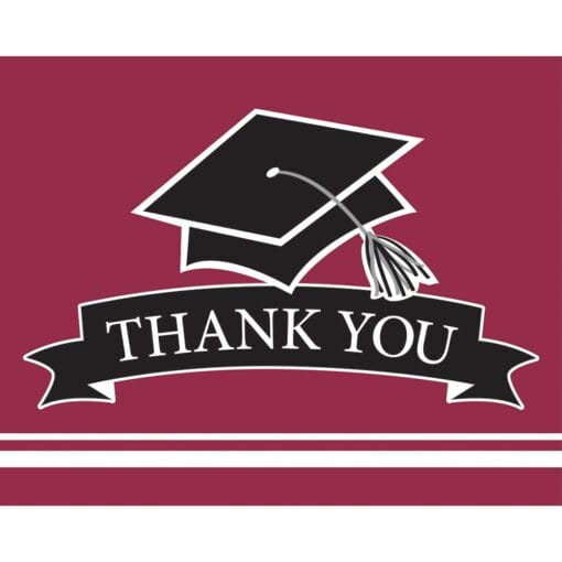Burgundy Grad Thank You Notes 25Ct