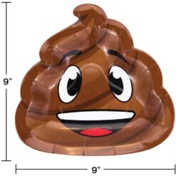 Poop Emojions Shape Plates 9" 8CT