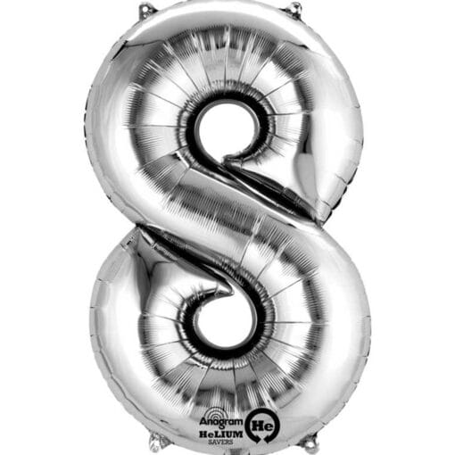 16&Quot; Shp #8 Silver Foil Balloon