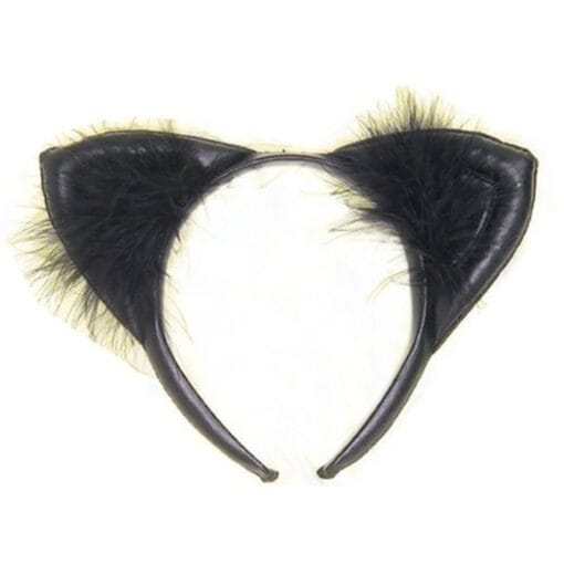 Cat Ears Faux Black Leather