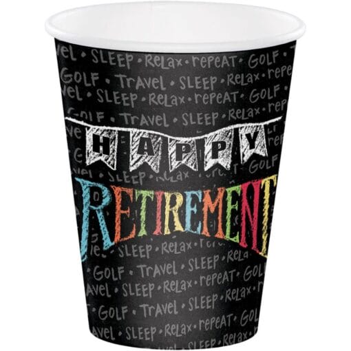 Retirement Chalk Cups Hot/Cold 9Oz 8Ct