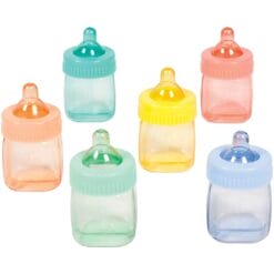 Baby Bottle Fillable Favors Astd Colors 6CT