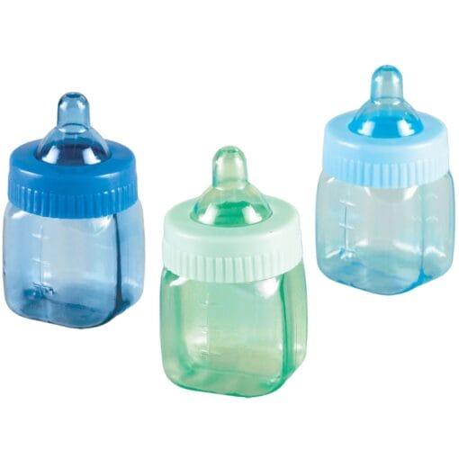 Baby Bottle Favor Fillable Blue Astd 6Ct