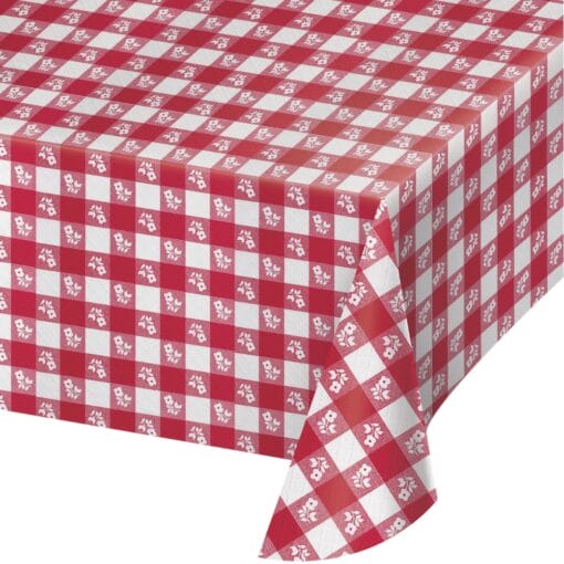 Red Gingham Tablecover Plastic 54X108