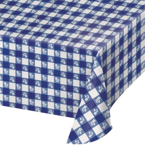 Blue Gingham Tablecover Plastic 54X108