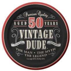 Vintage Dude 50yo Plates 7" 8CT