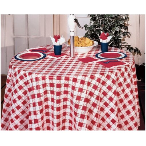 Red Gingham Tablecover Plastic Rnd 82&Quot;