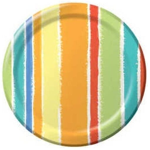 Sunshine Stripes Plates 7&Quot; 8Ct