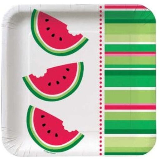 Watermelon Stripe Plates Sqr 7&Quot; 8Ct