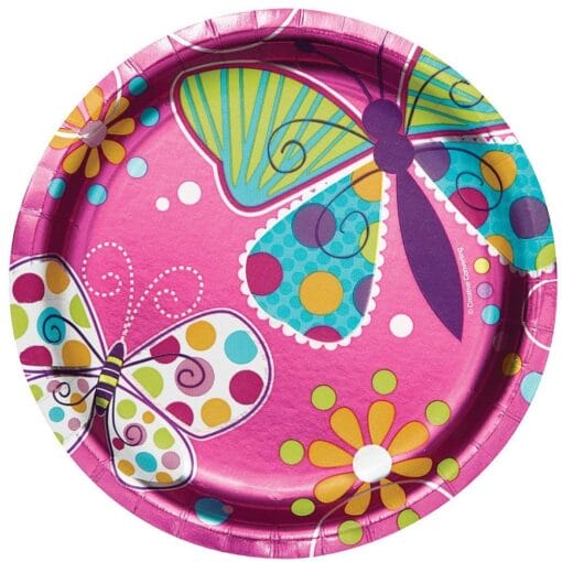 Butterfly Sparkle Plates 7&Quot; Foil 8Ct