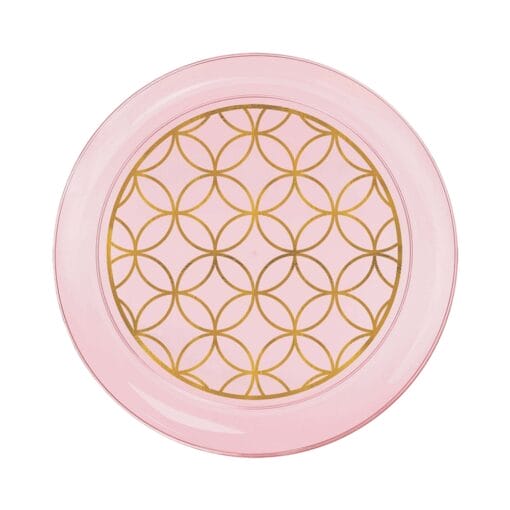 New Pink With Gold Foil Stamped Pattern Big Party Pack Plates 6&Quot; 28Ct