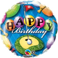18" RND Birthday Golfer Foil Balloon