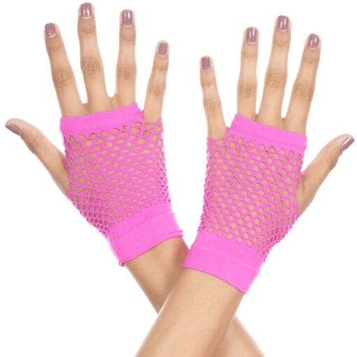 Thick Diamond Net Gloves Hot Pink