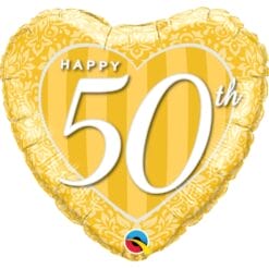 18" HRT Happy 50th Damask Balloon