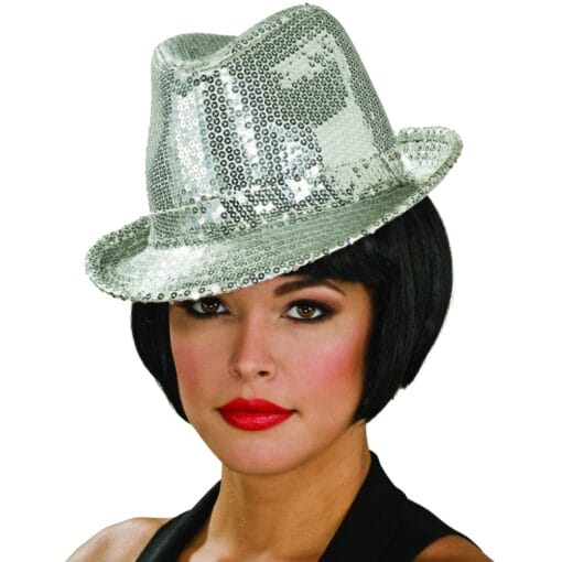 Fedora Hat W/Silver Sequins