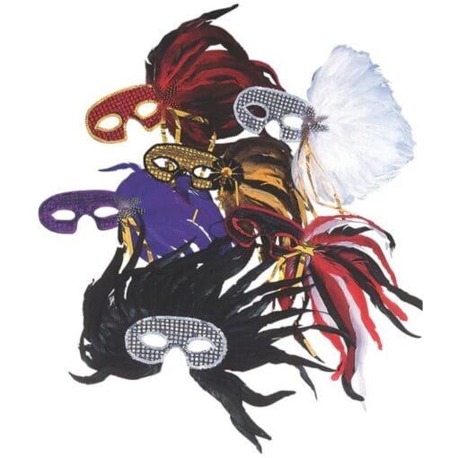 Sequin Eyemask W/Feathers Astd