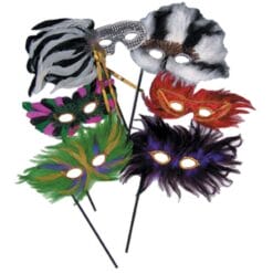 Feather Mask On Stick Assorted