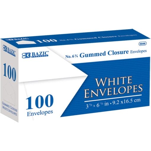Envelopes #6 3/4 White W/Gum 100Ct
