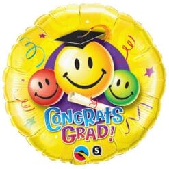 18" RND Congrats Grad Smiley Foil BLN