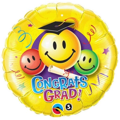 18&Quot; Rnd Congrats Grad Smiley Foil Bln
