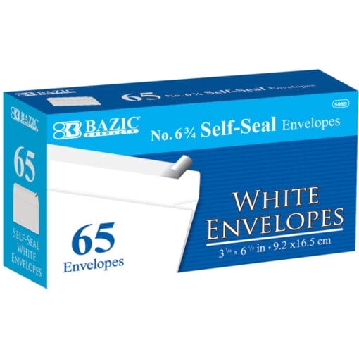 Envelopes #6 3/4 Self-Seal White 65Ct