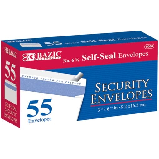 Envelopes #6 3/4 Self-Seal Security 55Ct